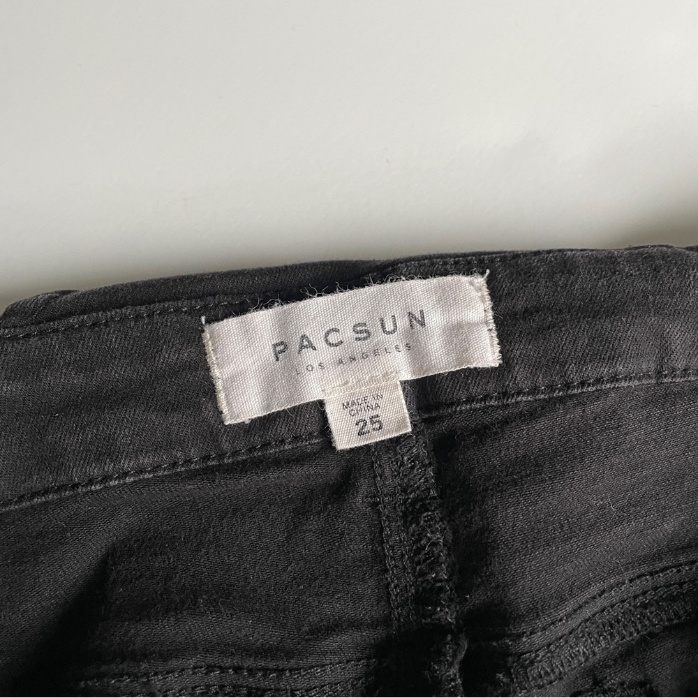 PacSun Black Leland Skinny Overalls Size 25 Stretchy - Picture 5 of 8